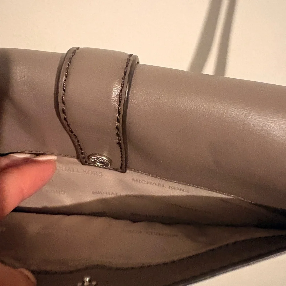 Michael Kors Taupe Leather Crossbody/ saddlebag Bag Silver Hardware‎